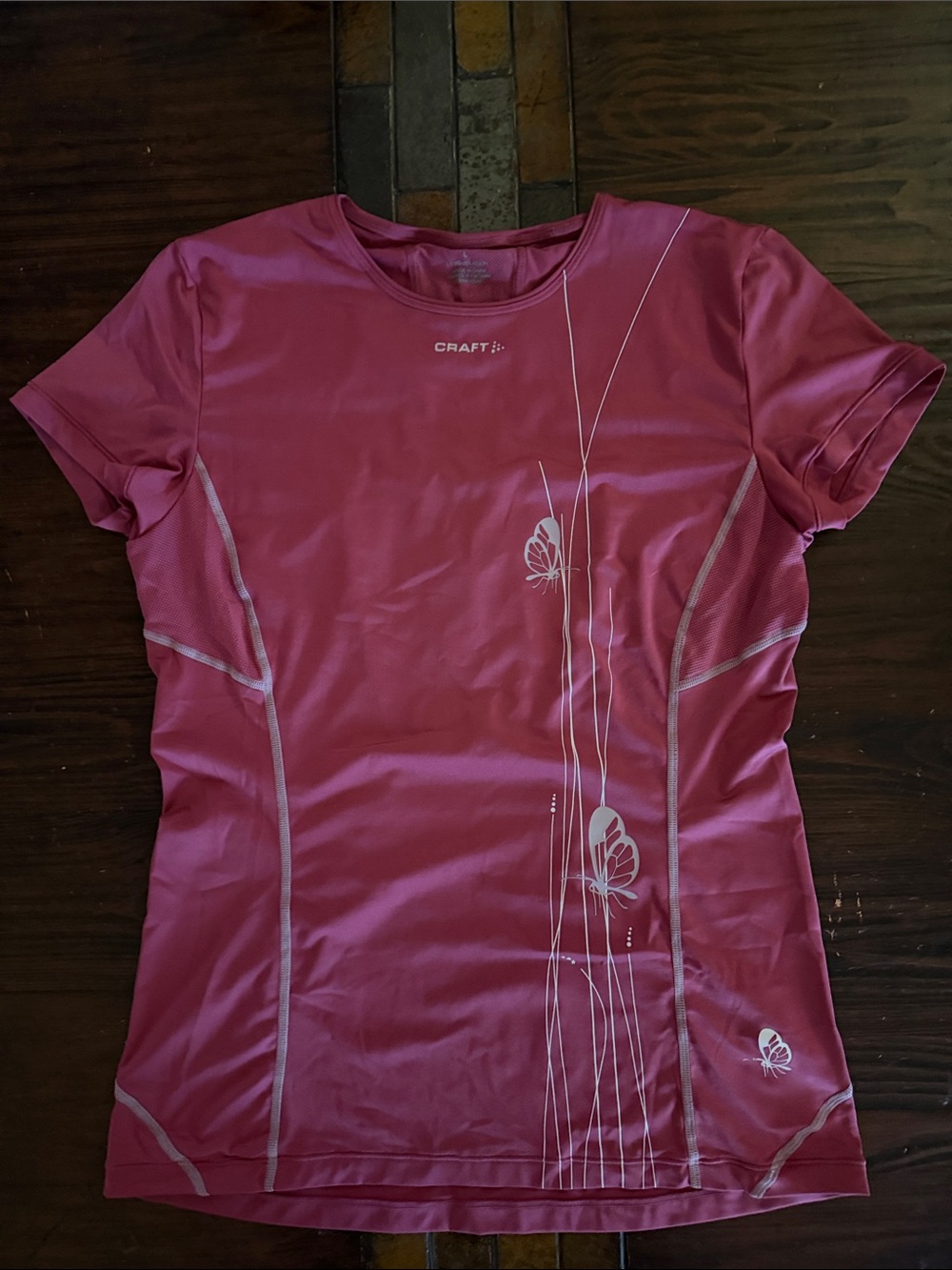 Craft Raspberry Pink Performance Tee with Butterfly Graphic
